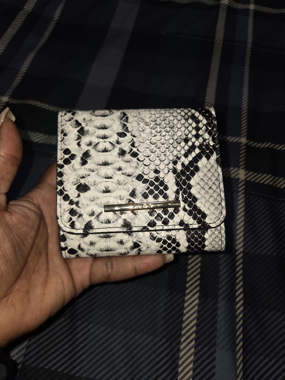 Aldo Snake-Print Compact Wallet - Black & White